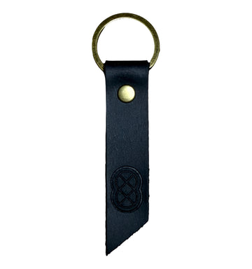 Spoke Symbol Black Leather Tag Keyring