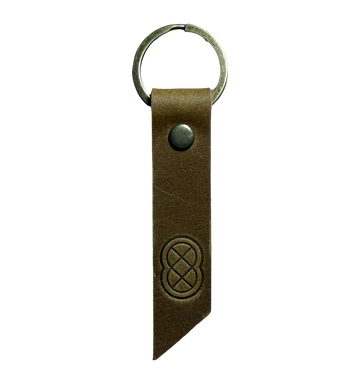 Spoke Symbol Brown Leather Tag Keyring