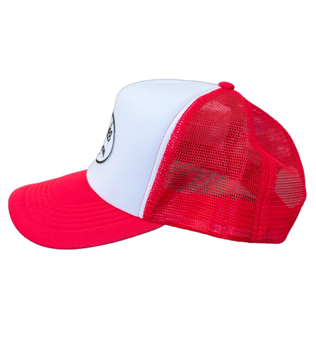 Spoke Red/White Embroidered Patch Trucker Cap