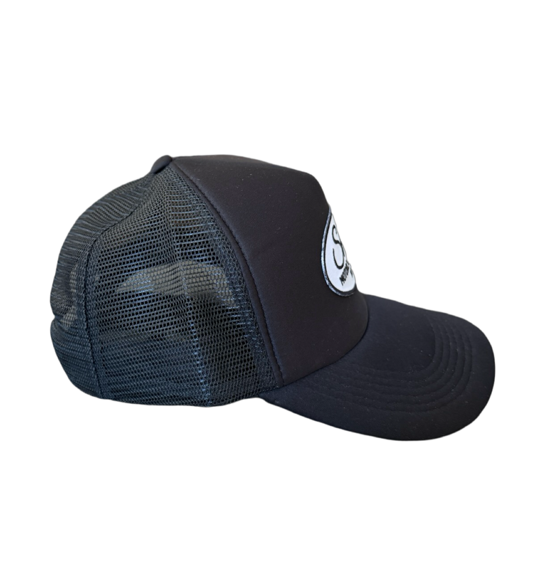 Spoke Black Embroidered Patch Trucker Cap