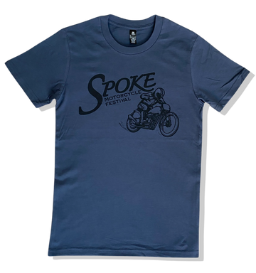 Spoke Motorcycle Festival Petrol Blue T-Shirt - Retro Racer