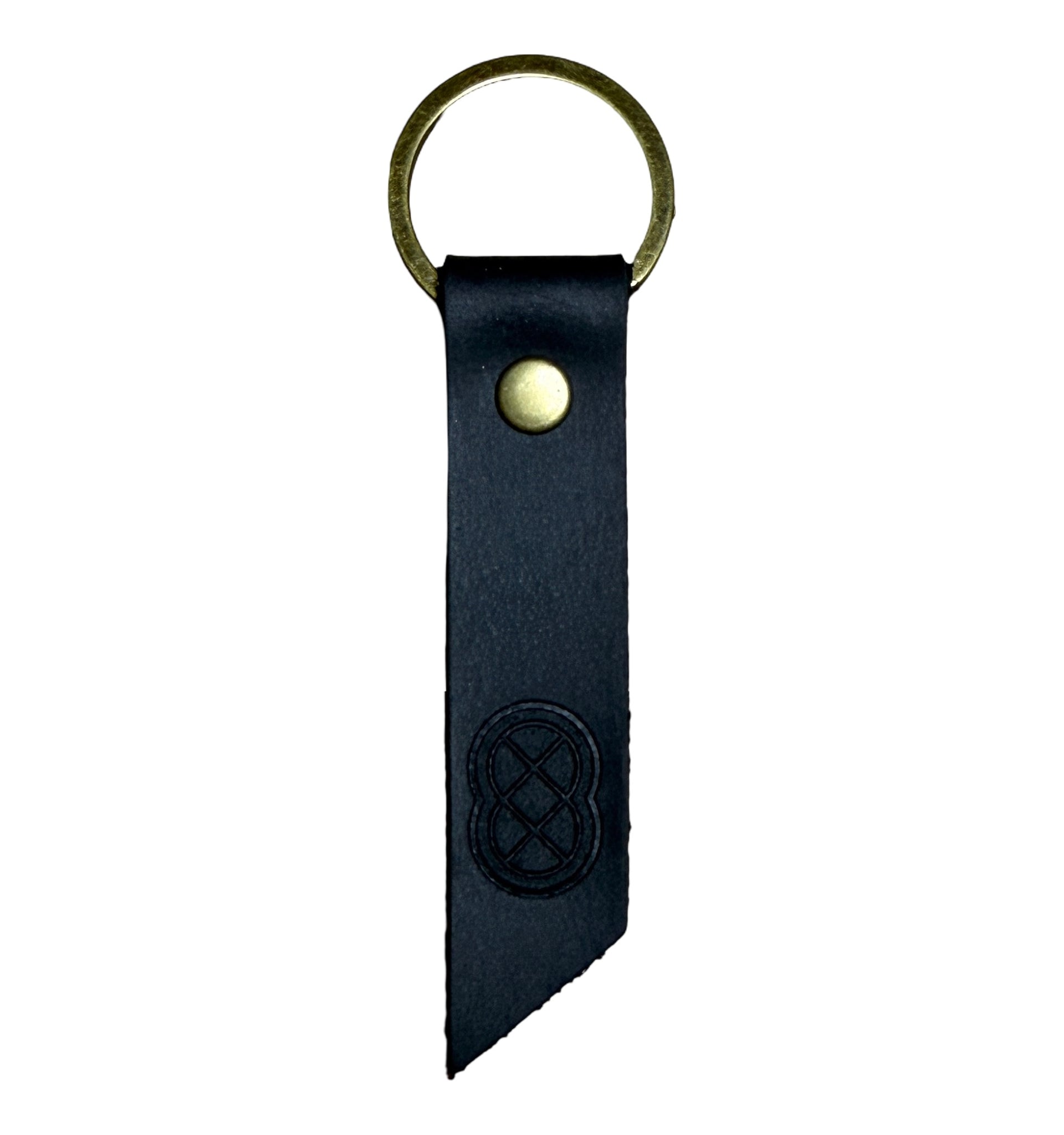 Spoke Symbol Black Leather Tag Keyring