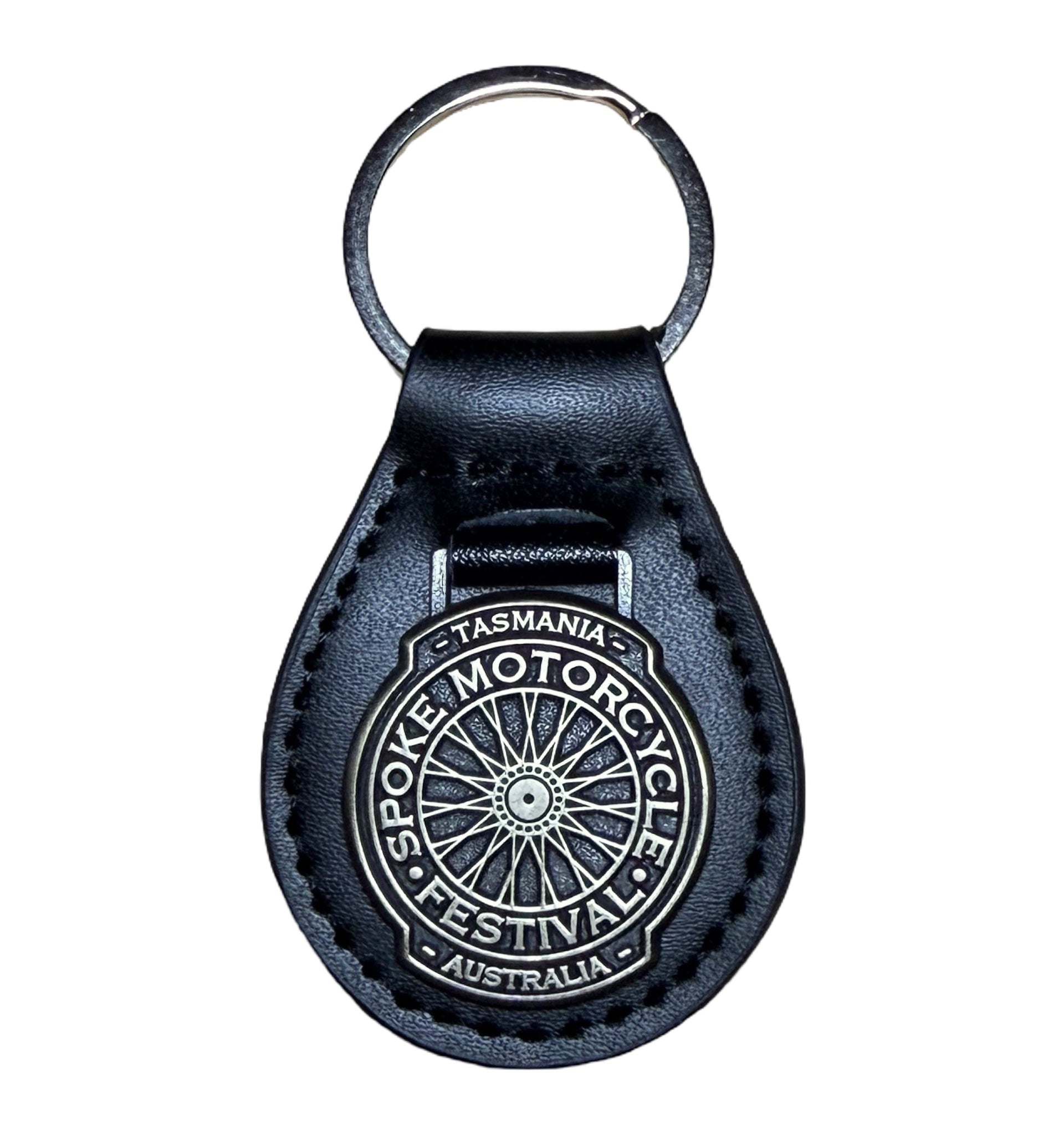 Spoke Logo Black Leather Keyring
