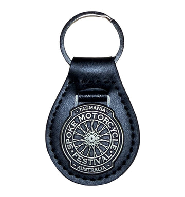 Spoke Logo Black Leather Keyring