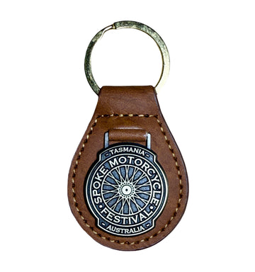 Spoke Logo Brown Leather Keyring