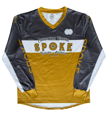 Spoke Race Jersey - Grey, White & Gold