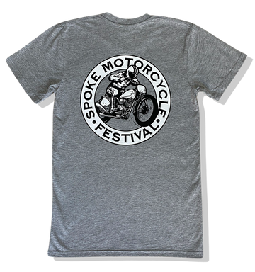 Spoke Motorcycle Festival Gray Marle T-Shirt - Retro Bike & Logo