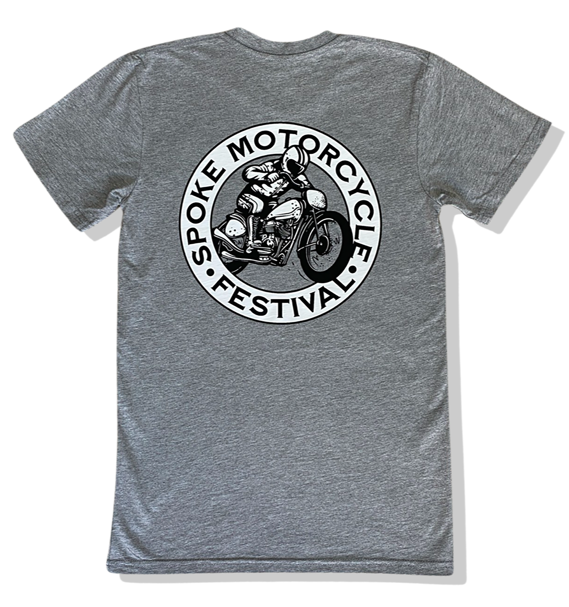 Spoke Motorcycle Festival Gray Marle T-Shirt - Retro Bike & Logo